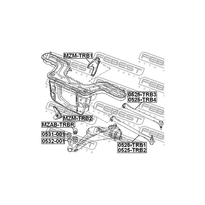 Bras de liaison, suspension de roue arrière droit FEBEST 0525-TRB2 - Visuel 2