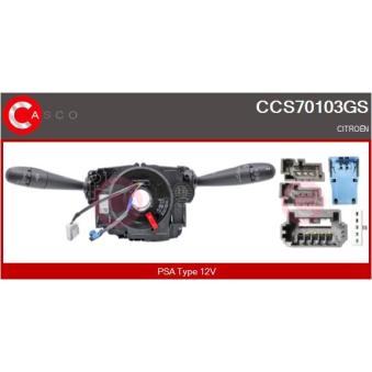 Commutateur de colonne de direction CASCO CCS70103GS pour CITROEN VISA 1.2 THP 110 - 110cv
