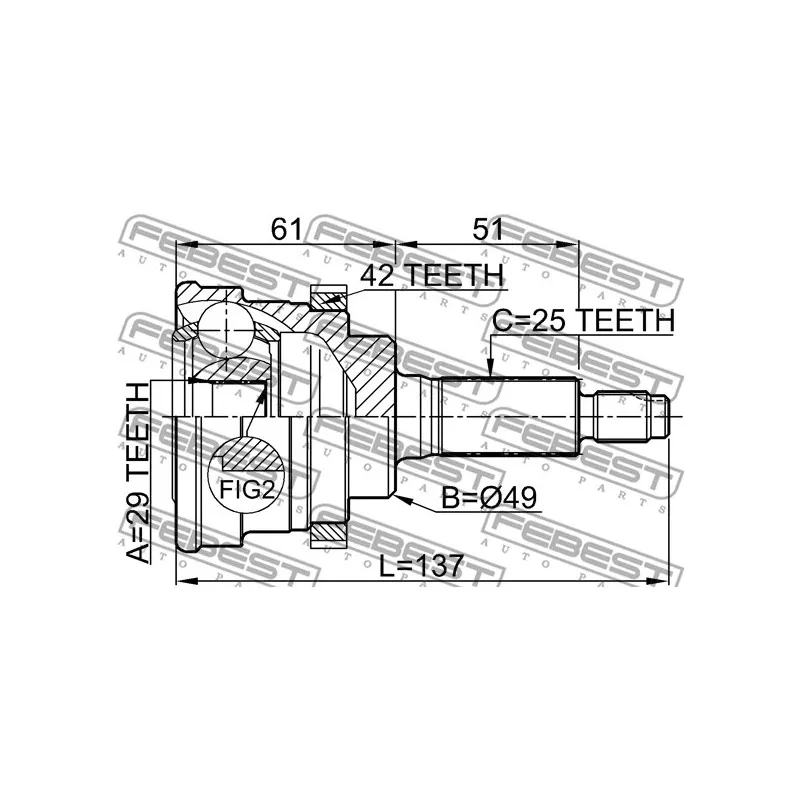 Embout de cardan avant (kit de réparation) FEBEST 0710-029A42 - Visuel 2