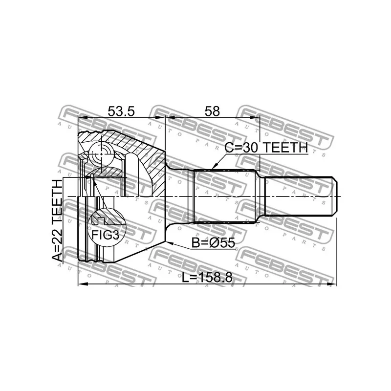 Embout de cardan avant (kit de réparation) FEBEST 1010-C100 - Visuel 1