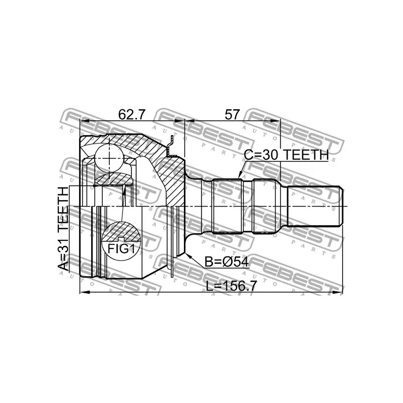 Embout de cardan avant (kit de réparation) FEBEST 1010-J309 - Visuel 2