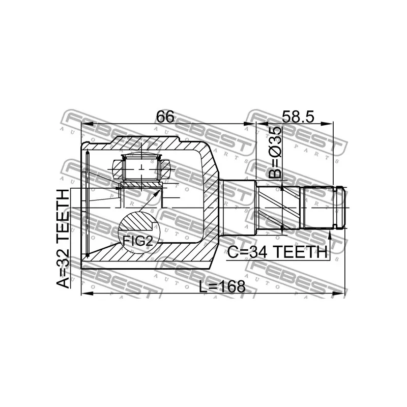 Jeu de joints, arbre de transmission avant gauche FEBEST 1011-EVMTLH - Visuel 2