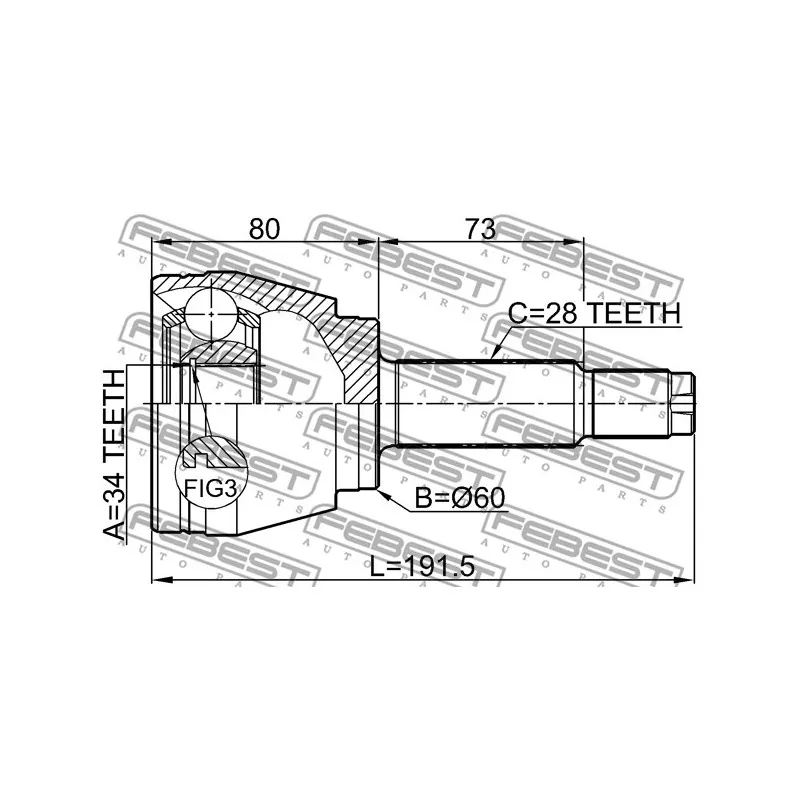 Embout de cardan avant (kit de réparation) FEBEST 1410-REXII - Visuel 2