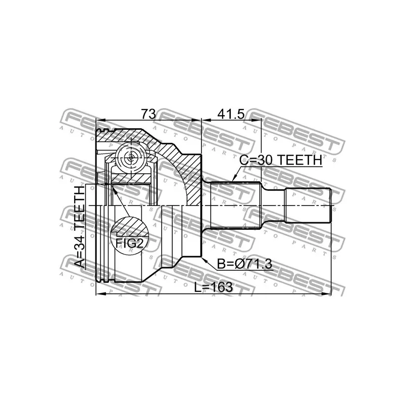 Embout de cardan avant (kit de réparation) FEBEST 1610-164R - Visuel 2