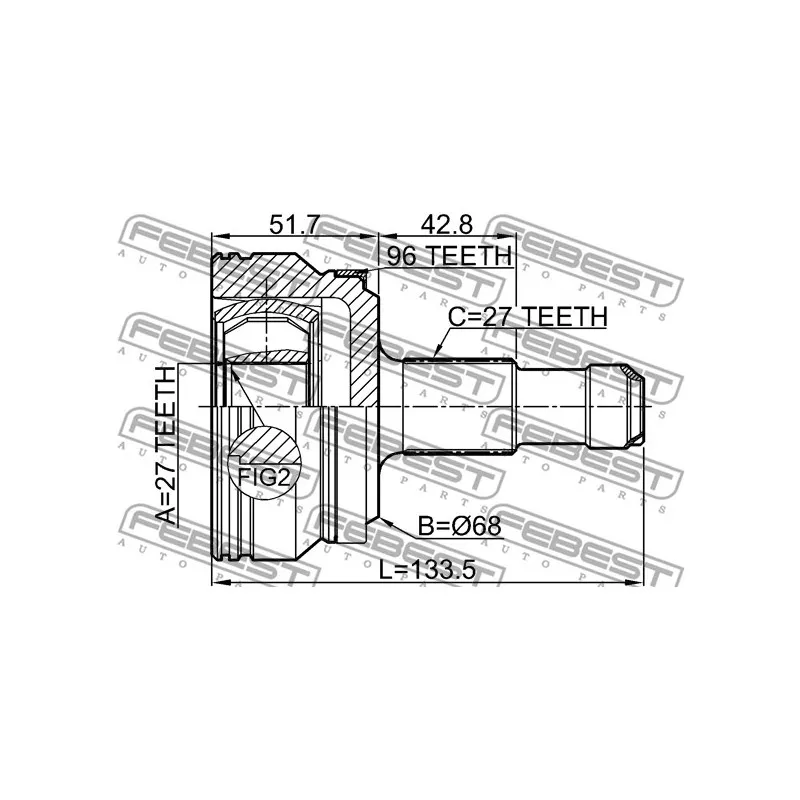 Embout de cardan avant (kit de réparation) FEBEST 1610-212A96R - Visuel 2