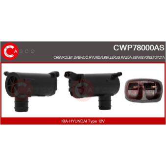 Pompe d'eau de nettoyage, nettoyage des vitres CASCO CWP78000AS pour TOYOTA COROLLA 2.5 CRDi - 110cv