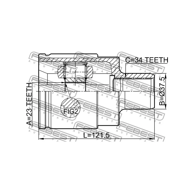 Jeu de joints, arbre de transmission avant droit FEBEST 1811-ASJRH - Visuel 2