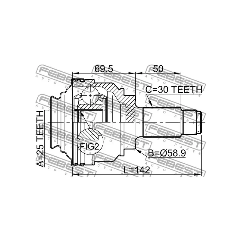 Embout de cardan avant (kit de réparation) FEBEST 1910-X5RR - Visuel 2