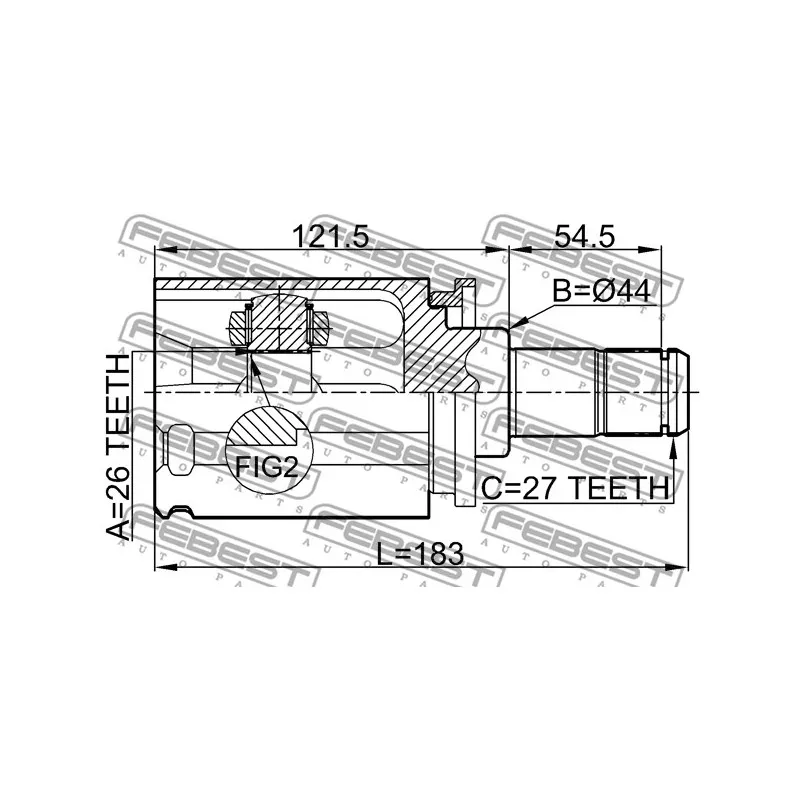 Jeu de joints, arbre de transmission avant gauche FEBEST 1911-E70LH - Visuel 2