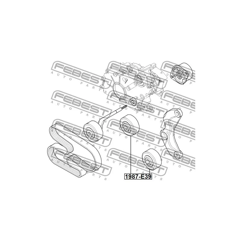 Poulie-tendeur, courroie trapézoïdale à nervures FEBEST 1987-E39 - Visuel 2