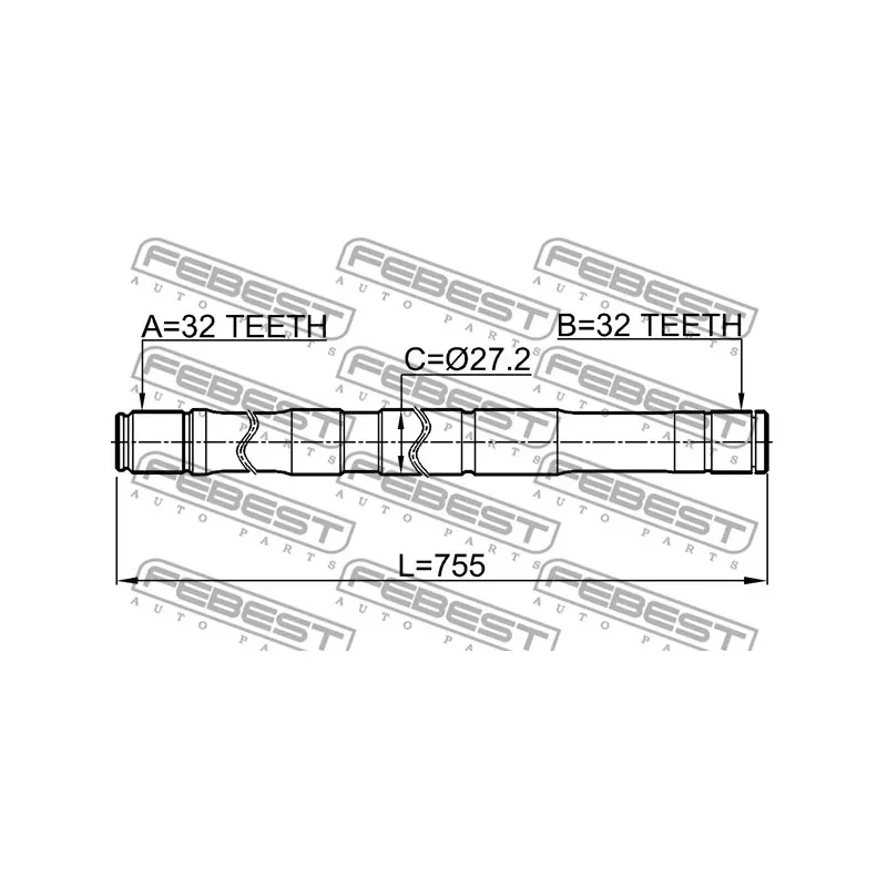 Arbre de transmission avant droit FEBEST 2012-SEBRH - Visuel 1