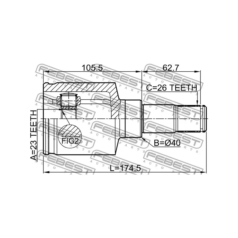 Jeu de joints, arbre de transmission avant gauche FEBEST 2111-CB320ATLH - Visuel 2