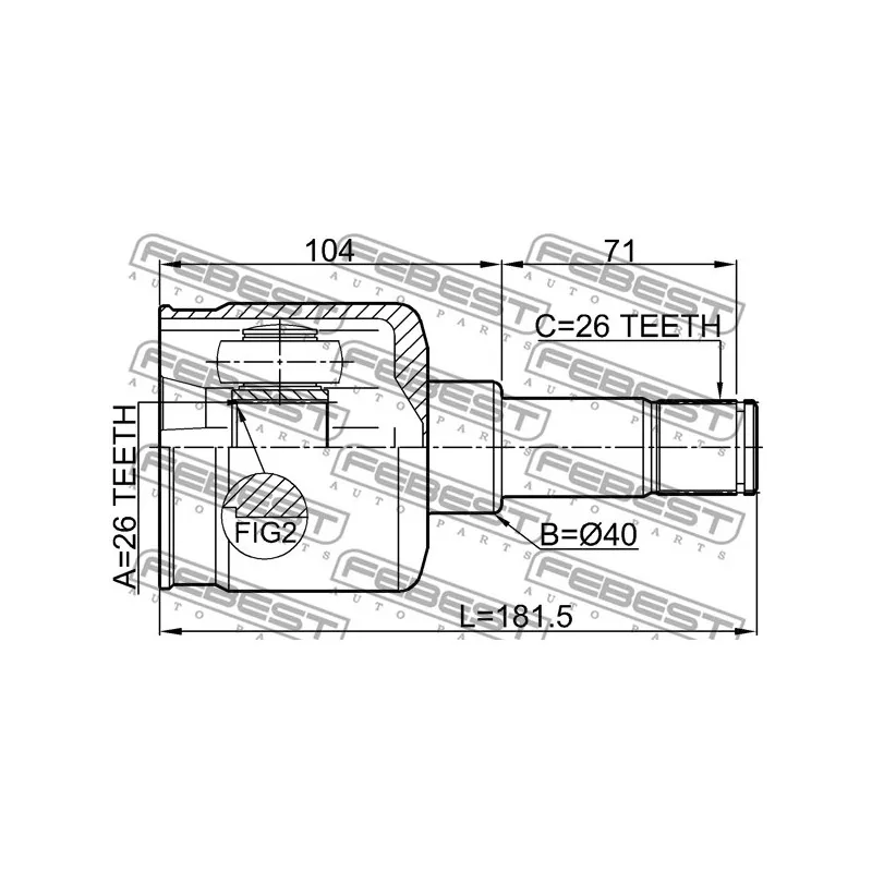 Jeu de joints, arbre de transmission avant gauche FEBEST 2111-FY26LH - Visuel 2