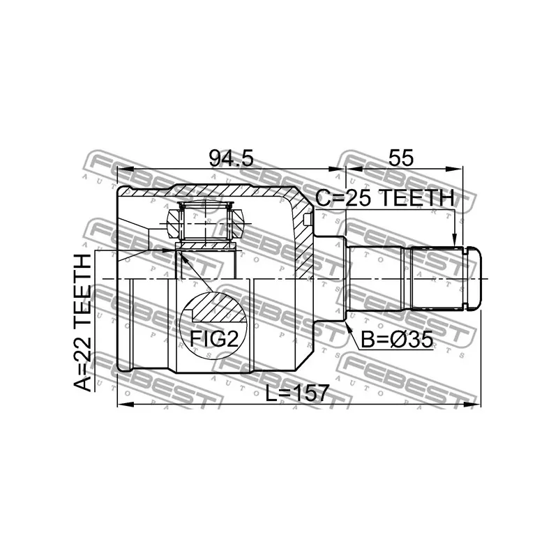 Embout de cardan avant (kit de réparation) FEBEST 2211-CERAT - Visuel 2