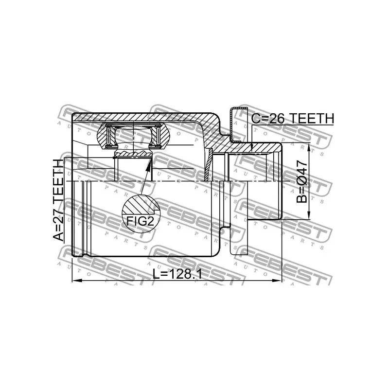 Jeu de joints, arbre de transmission avant gauche FEBEST 2311-T5LH - Visuel 2