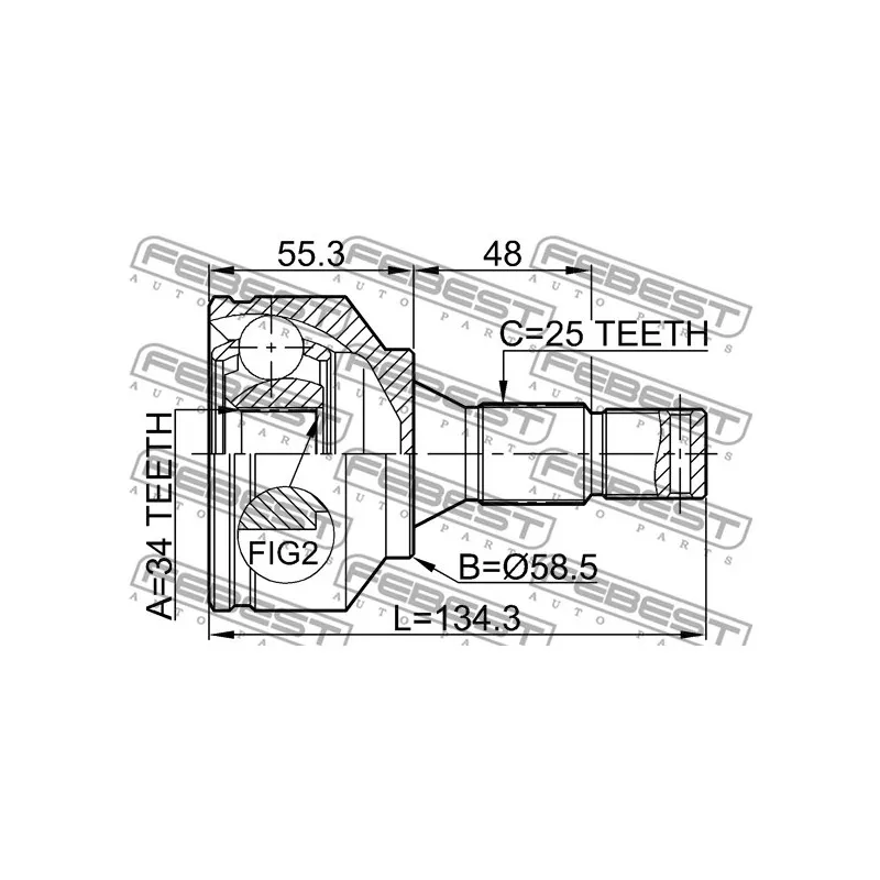 Embout de cardan avant (kit de réparation) FEBEST 2510-30720 - Visuel 2