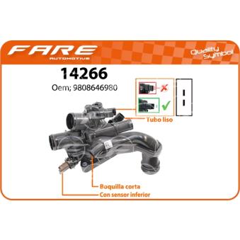 Thermostat, liquide de refroidissement FARE SA 14266 pour CITROEN C3 1.4 VTi - 98cv