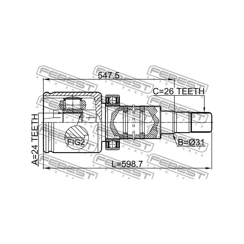 Jeu de joints, arbre de transmission avant droit FEBEST 2711-V70RH - Visuel 1
