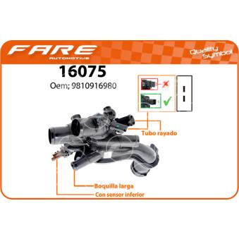 Thermostat, liquide de refroidissement FARE SA 16075 pour ABARTH PUNTO Cooper S - 192cv