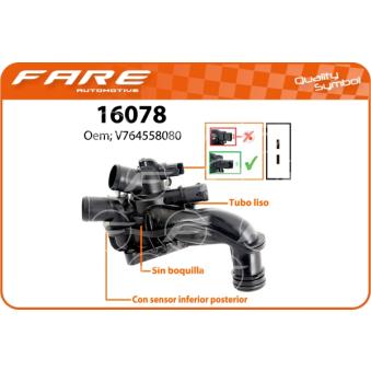 Thermostat, liquide de refroidissement FARE SA 16078 pour CITROEN C3 1.4 VTi - 98cv