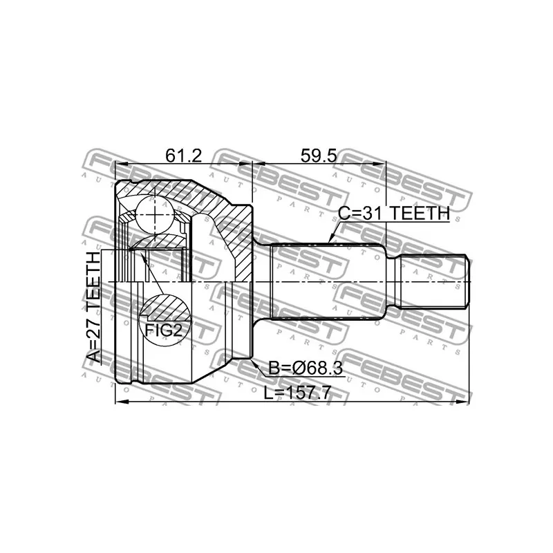 Embout de cardan avant (kit de réparation) FEBEST 2910-EVOQ - Visuel 2