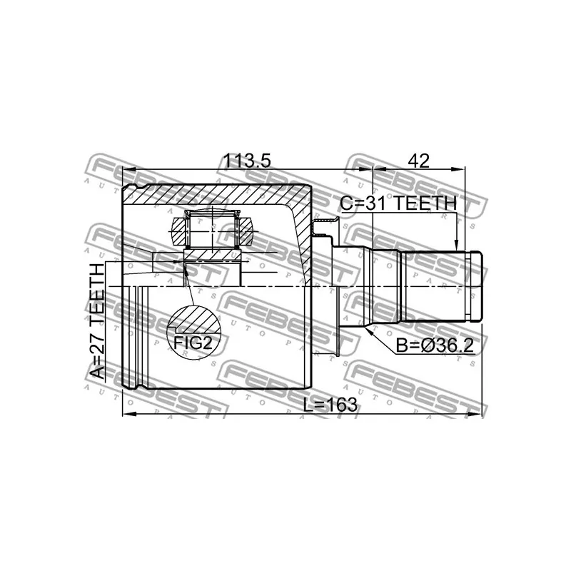 Jeu de joints, arbre de transmission avant gauche FEBEST 2911-FLIIFLH - Visuel 2
