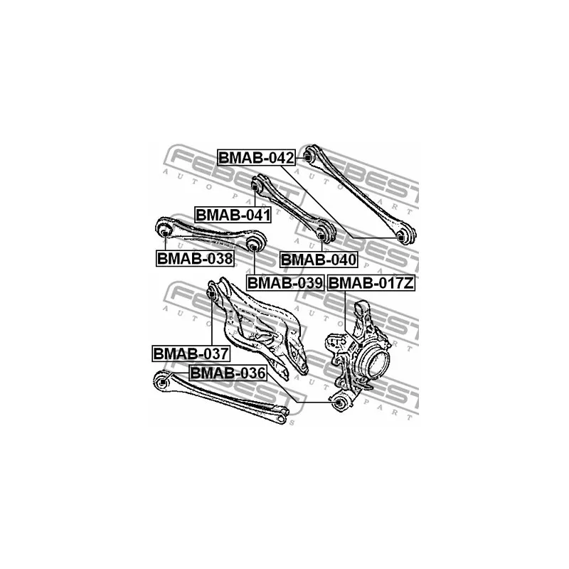 Silent bloc de suspension (train arrière) FEBEST BMAB-038 - Visuel 1