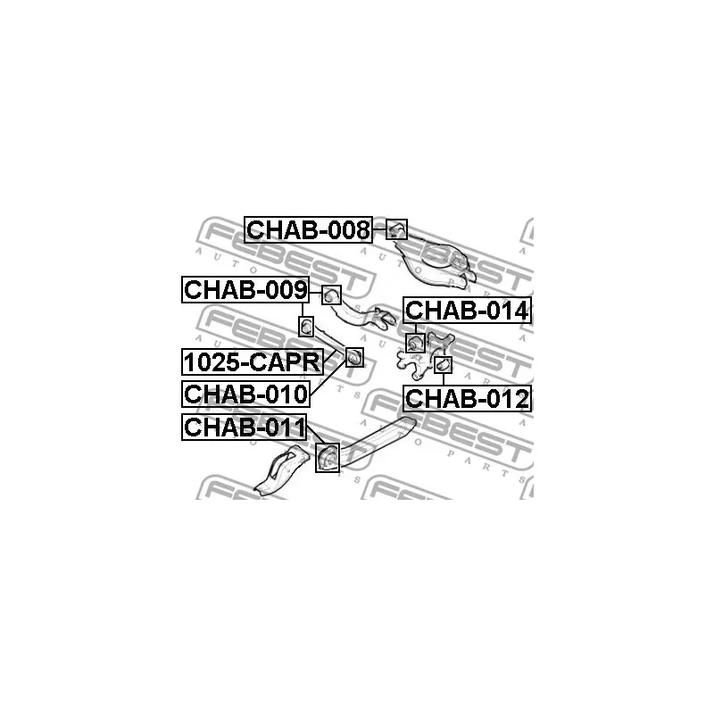 Silent bloc de suspension (train arrière) FEBEST CHAB-008 - Visuel 2