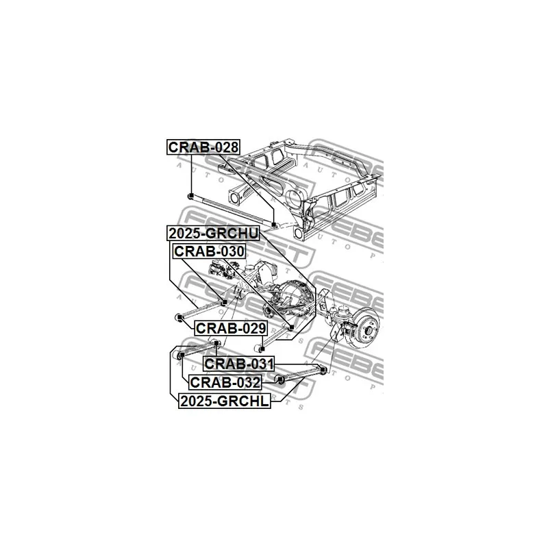 Silent bloc de suspension (train arrière) FEBEST CRAB-028 - Visuel 1
