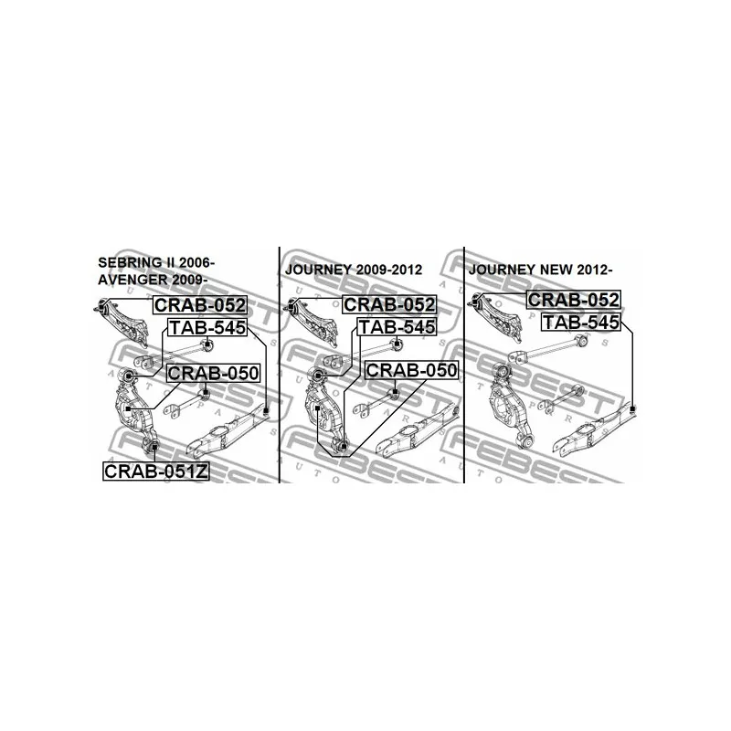 Silent bloc de suspension (train avant) FEBEST CRAB-052 - Visuel 2