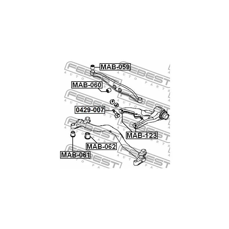 Silent bloc de suspension (train arrière) FEBEST MAB-123 - Visuel 1
