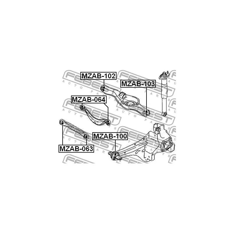 Silent bloc de suspension (train arrière) FEBEST MZAB-102 - Visuel 2