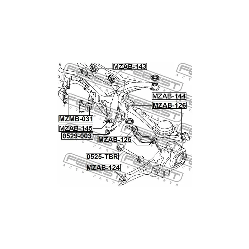 Silent bloc de suspension (train arrière) FEBEST MZAB-143 - Visuel 2