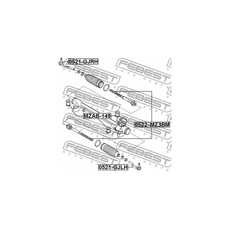 Suspension, crémaillière de direction FEBEST MZAB-149 - Visuel 1