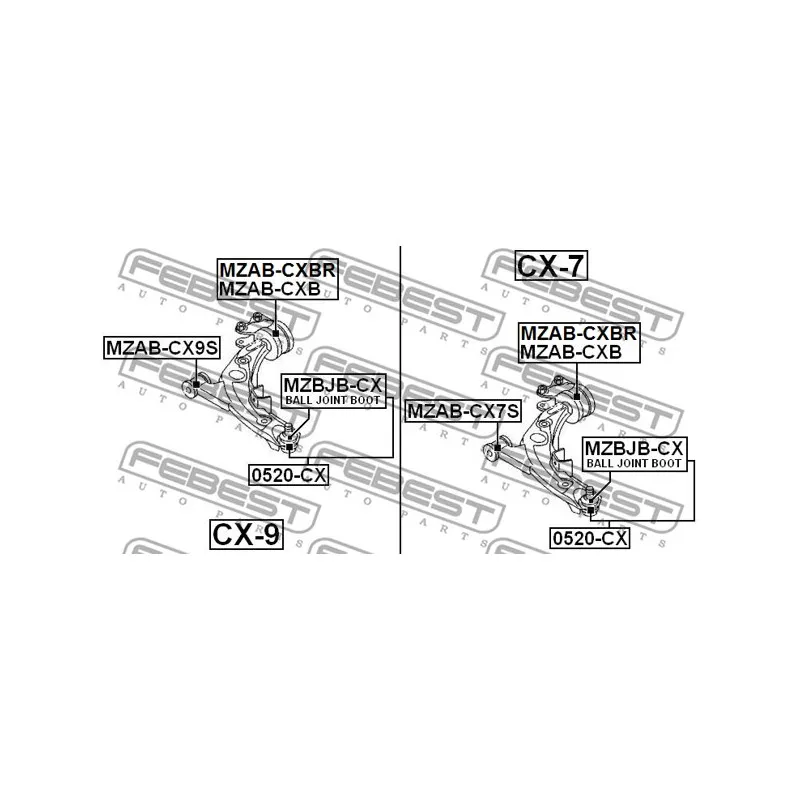 Silent bloc de suspension (train avant) FEBEST MZAB-CXB - Visuel 2