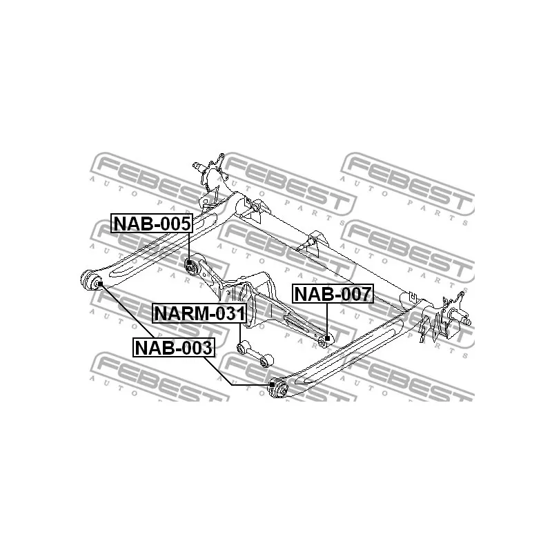Silent bloc de suspension (train arrière) FEBEST NAB-005 - Visuel 2