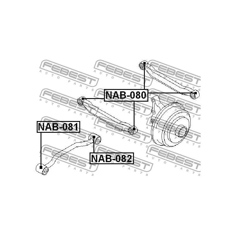 Silent bloc de suspension (train arrière) FEBEST NAB-082 - Visuel 2