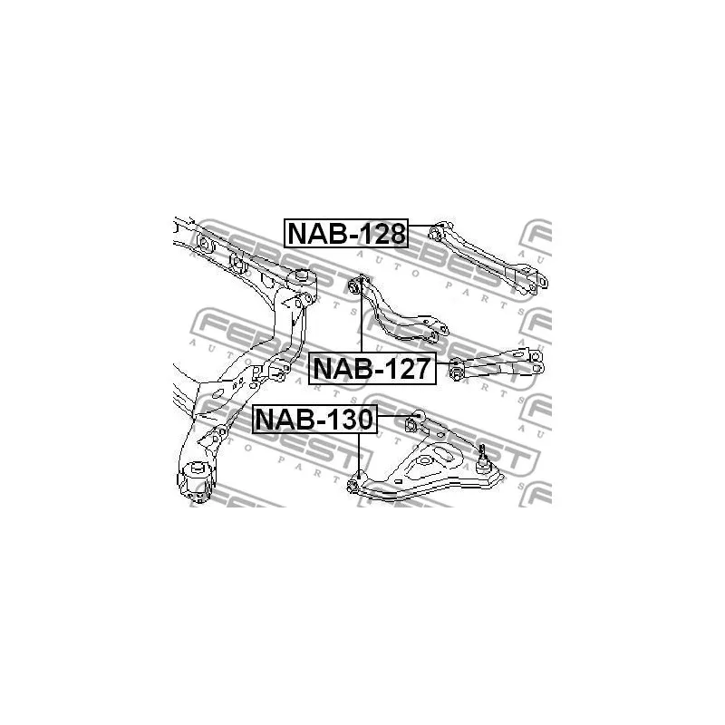 Silent bloc de suspension (train arrière) FEBEST NAB-130 - Visuel 2