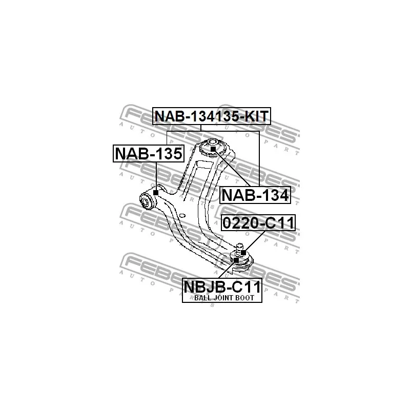 Silent bloc de suspension (train avant) FEBEST NAB-134 - Visuel 2