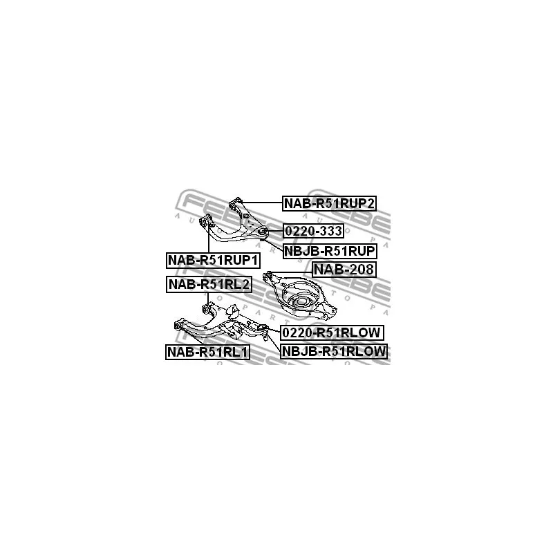 Silent bloc de suspension (train arrière) FEBEST NAB-208 - Visuel 1