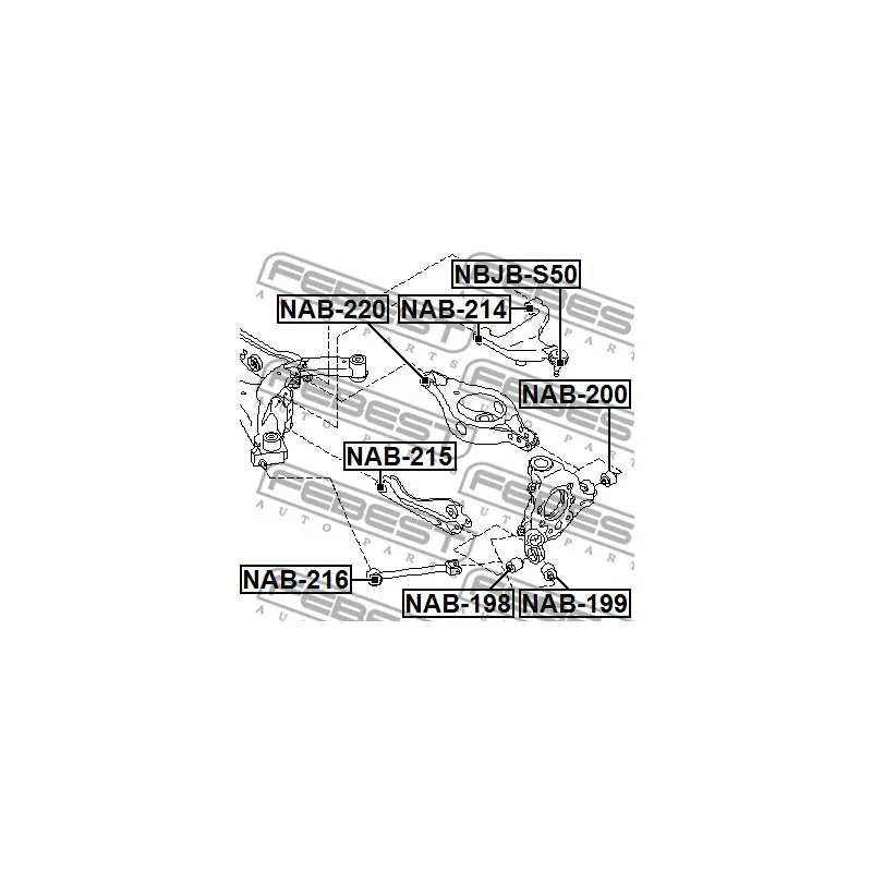 Silent bloc de suspension (train arrière) FEBEST NAB-214 - Visuel 2