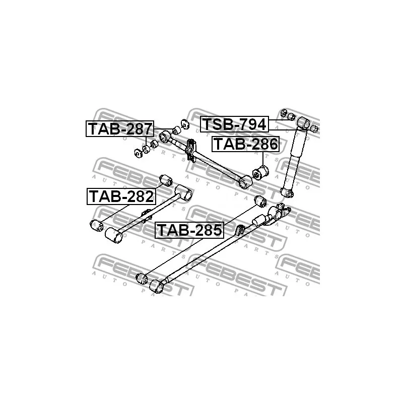 Silent bloc de suspension (train arrière) FEBEST TAB-282 - Visuel 2