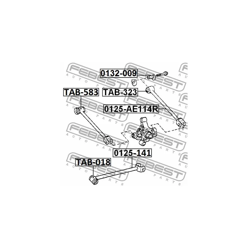 Silent bloc de suspension (train arrière) FEBEST TAB-323 - Visuel 2