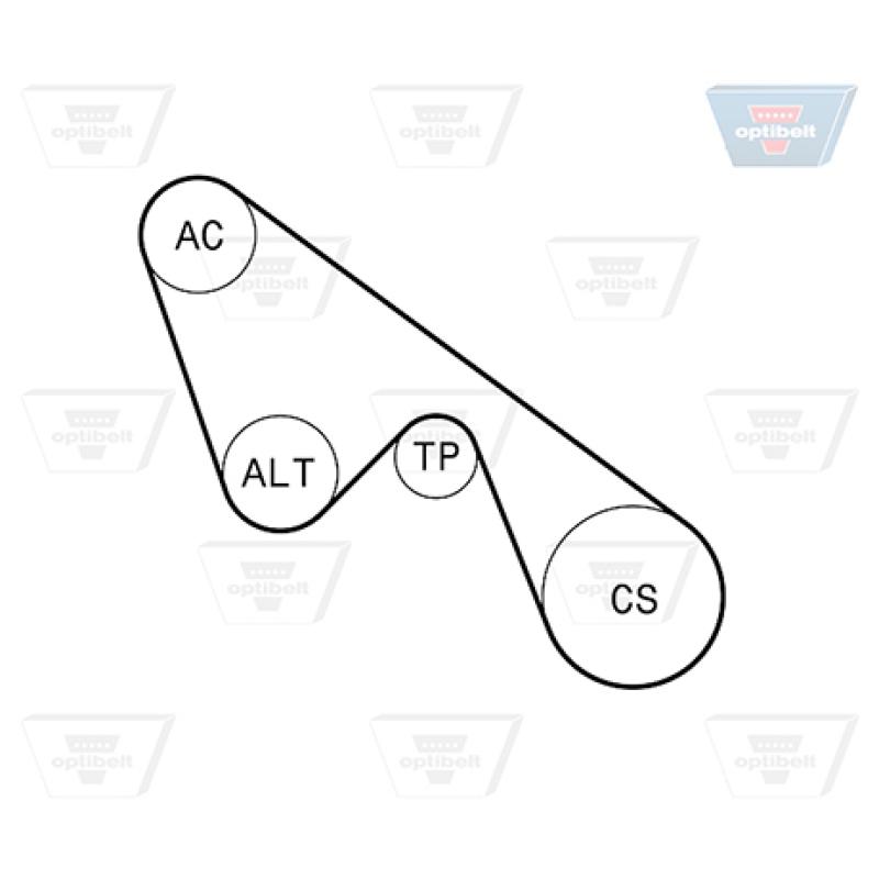 Jeu de courroies trapézoïdales à nervures OPTIBELT 5 PK 1150KT1 - Visuel 1