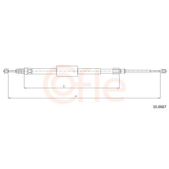 Tirette à câble, frein de stationnement COFLE 10.6687 pour CITROEN C3 ORIGIN 1.9 DCI - 110cv