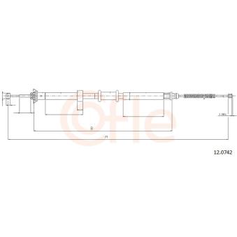 Tirette à câble, frein de stationnement COFLE 12.0742 pour FIAT PANDA 1.2 Bi-Power - 60cv