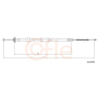 Tirette à câble, frein de stationnement COFLE 12.0743 pour FIAT PANDA 1.2 - 69cv