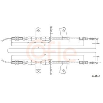 Tirette à câble, frein de stationnement COFLE 17.3513 pour RENAULT KANGOO 0.8 - 52cv