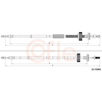 Tirette à câble, frein de stationnement COFLE 1E.FD001 pour FORD FOCUS 1.6 - 100cv