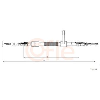 Tirette à câble, frein de stationnement COFLE 251.34 pour FORD MAVERICK 1.9 JTD - 150cv